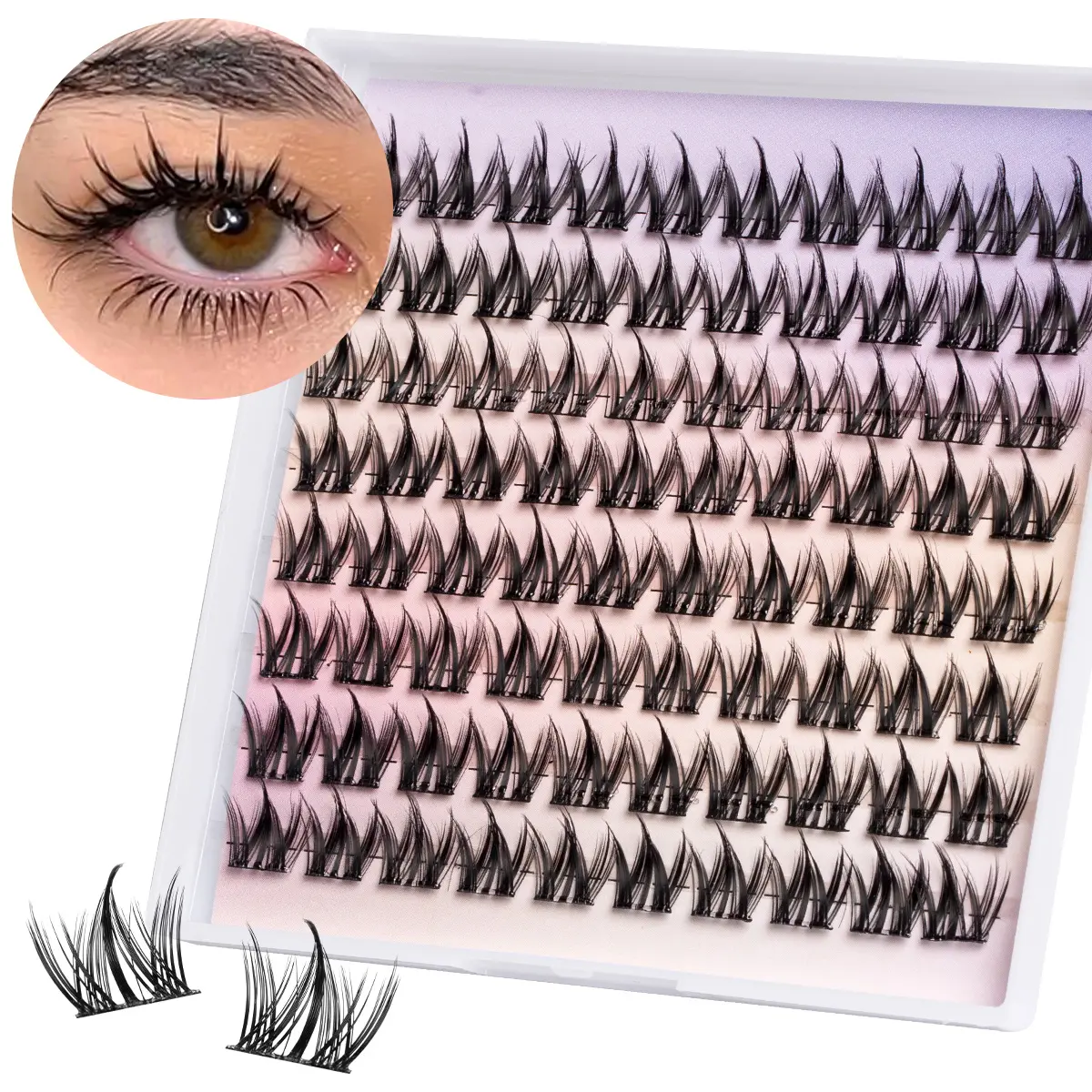 Anime Eyelashes Cluster Synthetic Makeup C Curl D Curl Mixed Style Fluffy False Eyelashes Solid DIY Eyelash Clusters Home Use, Cosmetic False Lashes, Thin 0.07mm Thickness, Lightweight, Made in Qingdao China
