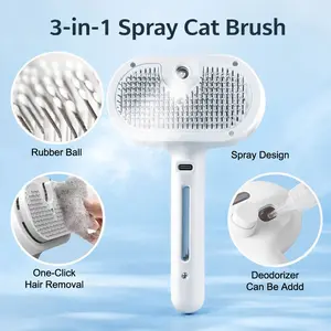 3-in-1 Self-Cleaning Pet Comb — Upgraded Steam Cat Comb (Designed to Prevent Hair Loss), Suitable for Short- and Long-Haired Dogs and Cats, White