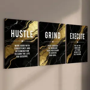 3-count wooden frame canvas, business-style studio inspiring decoration, striving theme art poster, modern family poster, fashionable living room decoration art, suitable for corridor, office, room bedroom decoration, waterproof printing