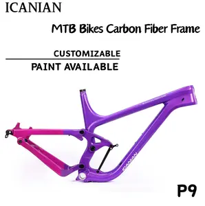 ICANIAN P9 Lightweight Toray Carbon Mountain Bike Frame - Boost Axle Compatible, Enduro Geo, 150mm Rear Travel, Customizable Toray Layup, for Racing & Outdoor Leisure Riding