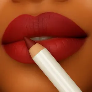 Deep Carmine Lip Liner - Vegan Ultra-Creamy Pigmented Waterproof Lip Liner with Sharpener for Comfort Application and Long Lasting Wear