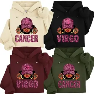 All 12 Zodiac Queen Graphic Hoodie – Aries Virgo Scorpio Astrology Crewneck, Black Girl Magic Zodiac Shirt, Trendy Horoscope Gift for Her