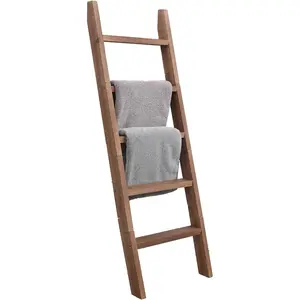 Blanket Ladder - 58in Solid  Towel Ladder, Rustic Decorative Ladder for Blankets, Wooden Blanket Ladder Quilt Rack, Farmhouse Blanket Ladder for Living Room & Bathroom