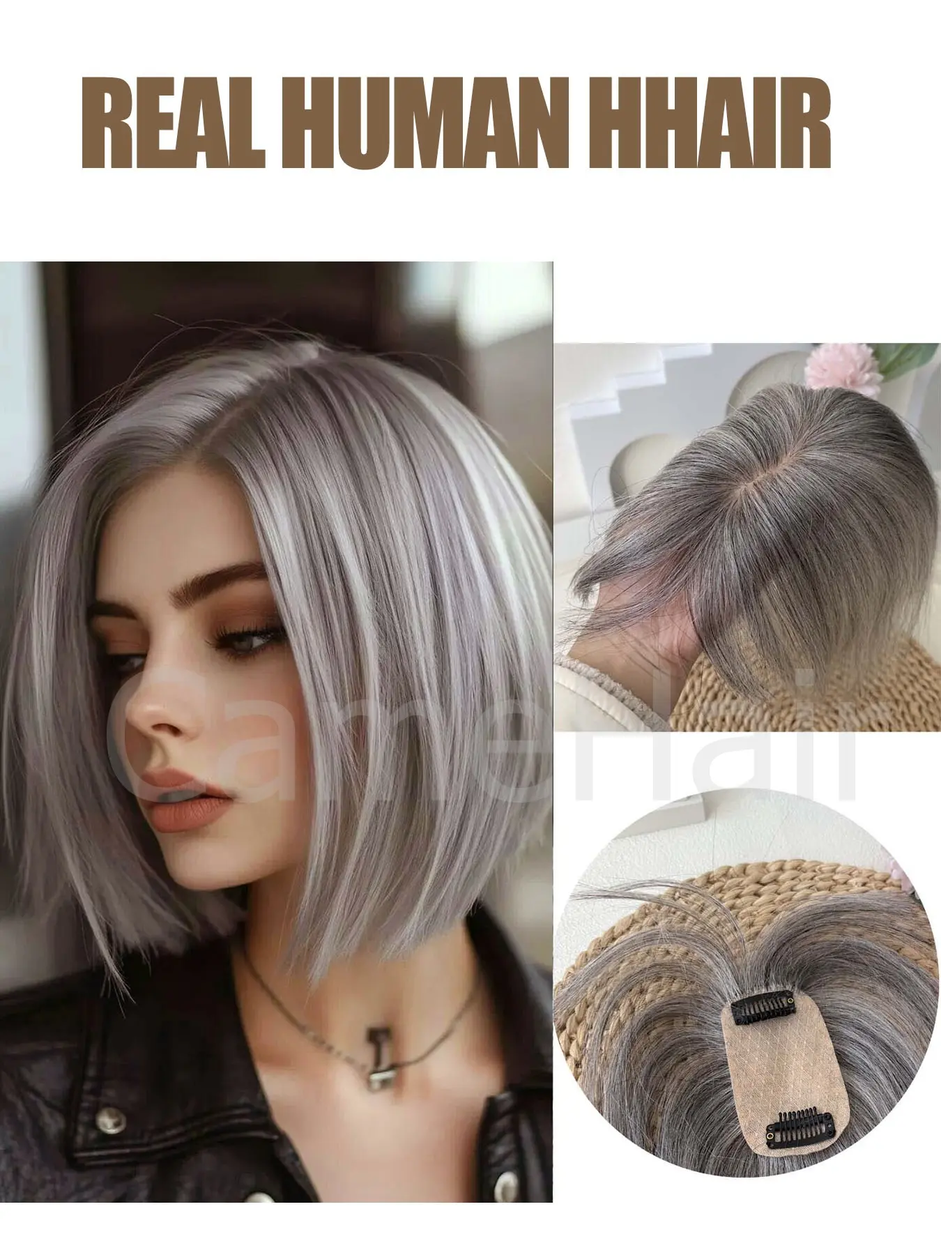 Hair Toppers for Women, Human Hair Wigs, Real Human Hair Clip in Bangs Wig With Bangs Natural Skin Scalp Thinning or Loss Top Pieces Wiglets wig 360° 3D Topper Updated Base With ThinningHair Cover Gray Roots Add Volume for Halloween Christmas Party