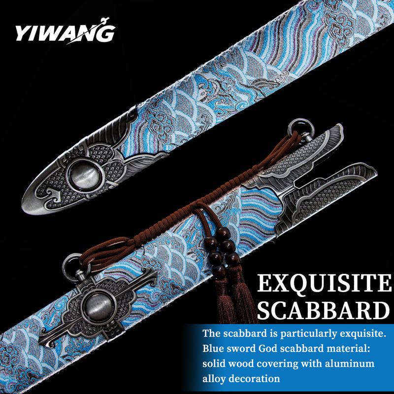 Handmade Chinese Sword - Full Tang Dynasty - Heat-Treated Blade, Blue Dragon Handle - Authentic Ancient Chinese - Collector'S Display or Martial Arts Training - Luxury Sword Sheath - Historical Replica - Ideal Gift for Martial Arts &