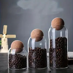 Clear Glass Coffee Bean Storage Jar with Lid, 3 Counts/set Tea Storage Jar, Home Organizer for Coffee Bean, Sugar, Tea, Salt, Candy, Spice