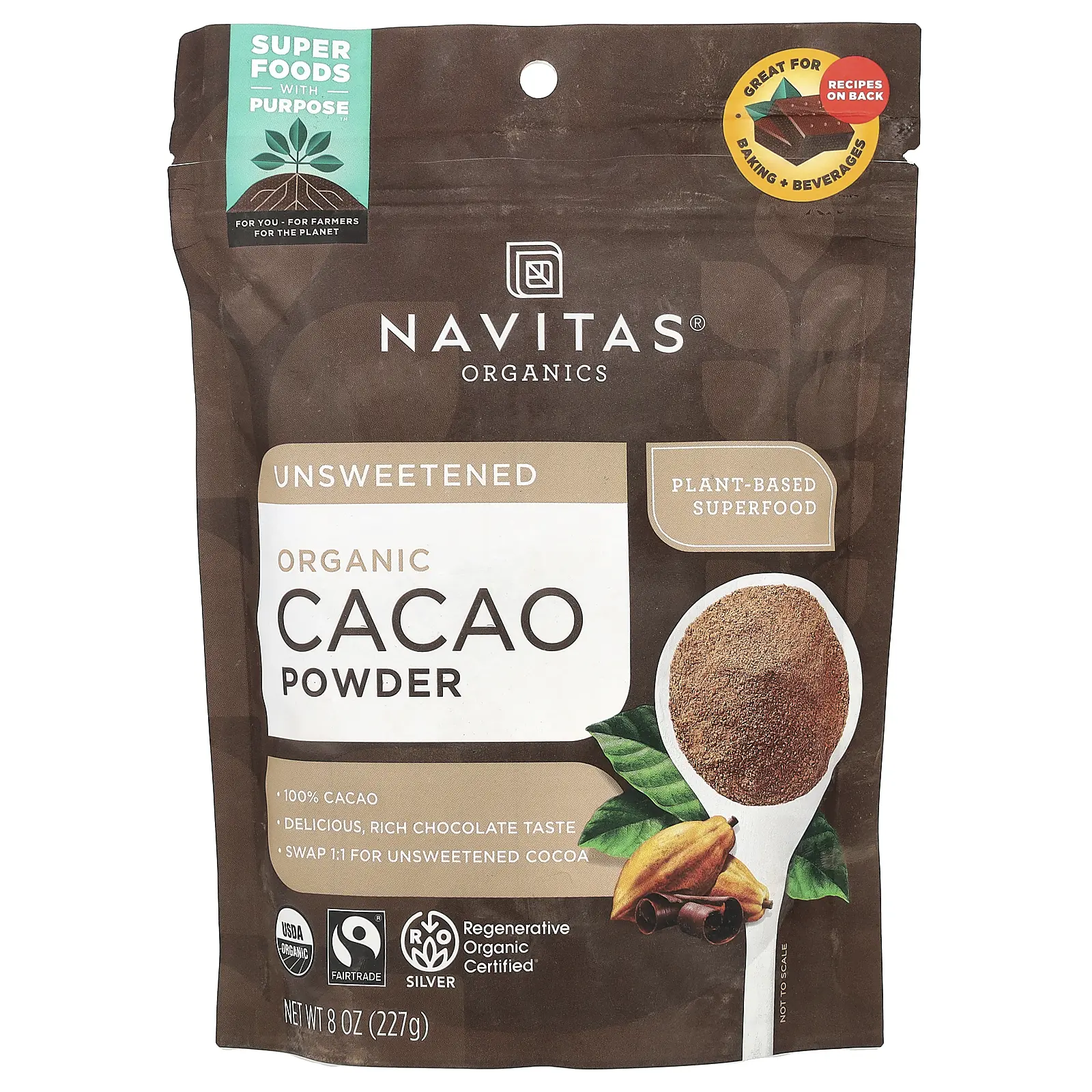 Navitas Organics Organic Cacao Powder, Unsweetened, 8 oz (227 g) Navitas Organics Organic Cacao Powder, Unsweetened, 8 oz (227 g)