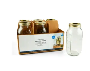 Airtight Glass Wide Mouth 64 oz Canning Jars (6 Count) - Ideal for Food Storage and Preservation