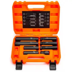 Lug Nuts Key Kit, 5/6/7/12 Spline Lug Nuts Socket Set for Aftermarket Rims and Wheel Lock, with 1/2" Drive & Hex External Ends for Removal, Cr-V Steel
