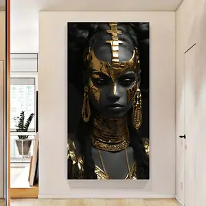 A framed modern gold makeup painting, modern canvas poster for living room and bedroom decoration. Art canvas painting
