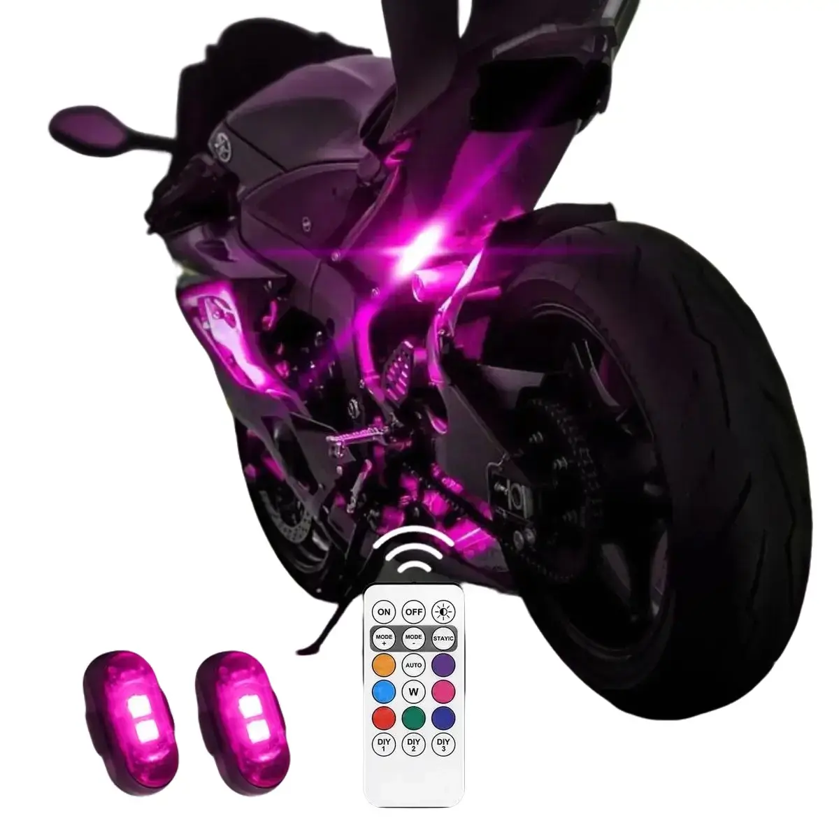 2/6 PCS Portable Wireless Remote Control RGB LED Ambient Car Lights - USB Charged, IP65 Waterproof Design for All Weather, Anti-Collision, Battery-Included, 10 Illumination Modes for SUVs, Pickups, Underglow Car Setups, Led Lights
