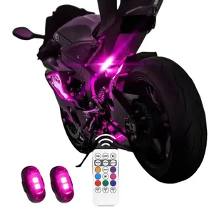 2/6 Pack Wireless LED Strobe Lights RGB USB Charge IP65 Waterproof Anti-Collision for Car Motorcycle Drone & RC Aircraft Bike