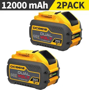 12Ah Replacement for Dewalt 20V 60V Max Battery 2 Pack, Compatible with DCB606 DCB609 DCB612, Compatible with DeWalt 20V 60V Cordless Power Tools