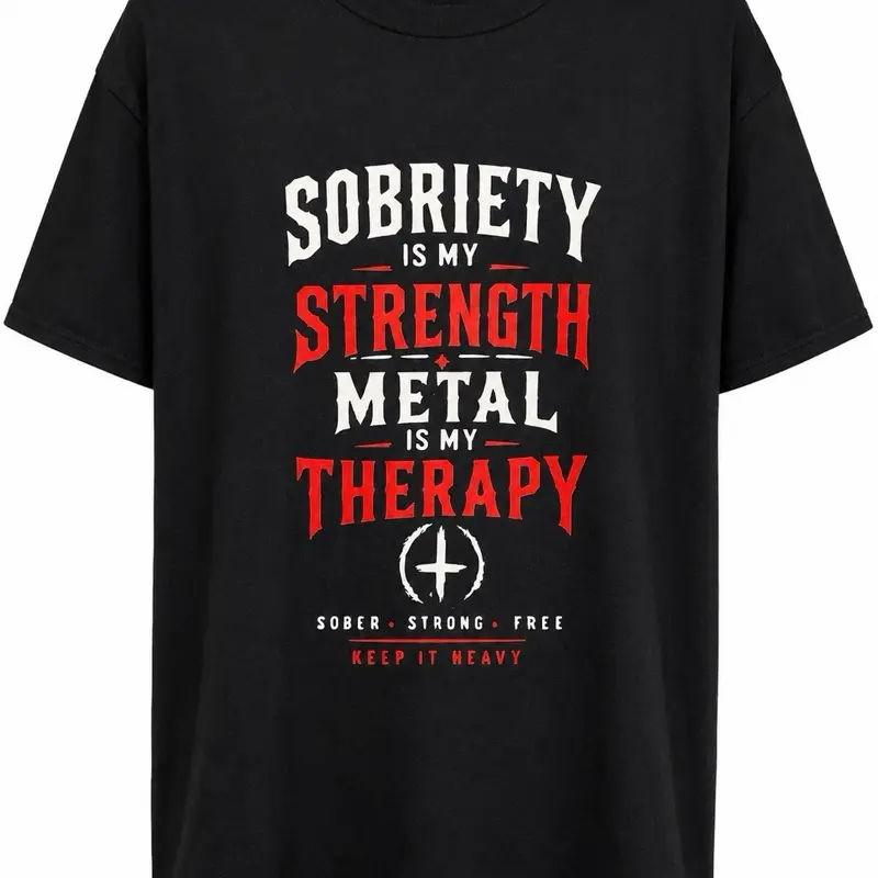 Sobriety Is My Strength, Metal Is My Therapy – Keep It Heavy T-Shirt