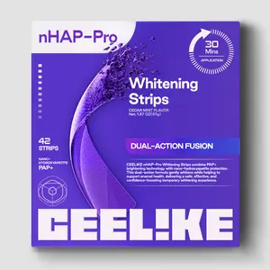 {Live Only} CEELIKE  Purple Teeth Whitening Strips - 7/21 Whitening Sessions - Nano Hydroxyapatite Safe for Enamel - Non Sensitive Teeth Whitening - Free Peroxide - With Free Cheek Retractor