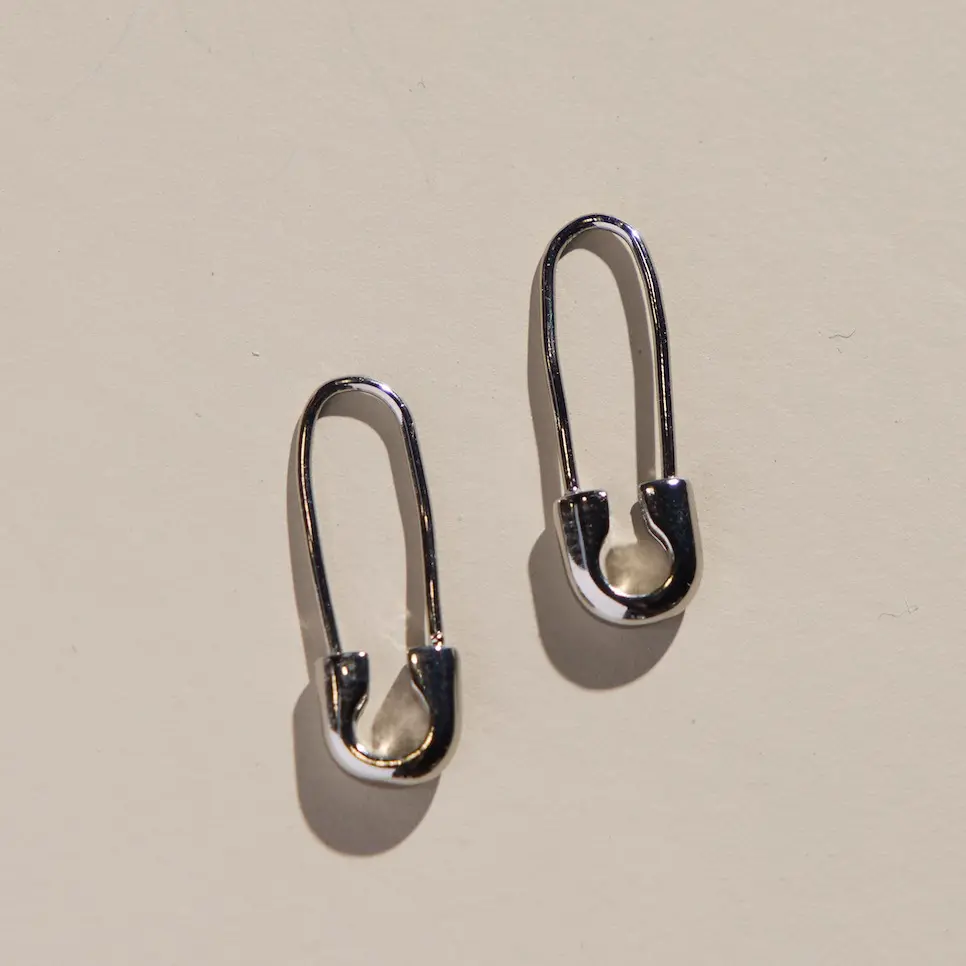 Safety Pin Threader Earrings Silver Plated Safety Pin Threader Earrings Silver Plated