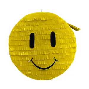 APINATA4U Emoticon Pinata, Yellow & Black Color Emoji Themed Party Pinata, Text Expression Face Pinata, Teens Kids Birthday Party Decoration, Smiley Face Gift Pinata for Kids, 16x16x4 Inches