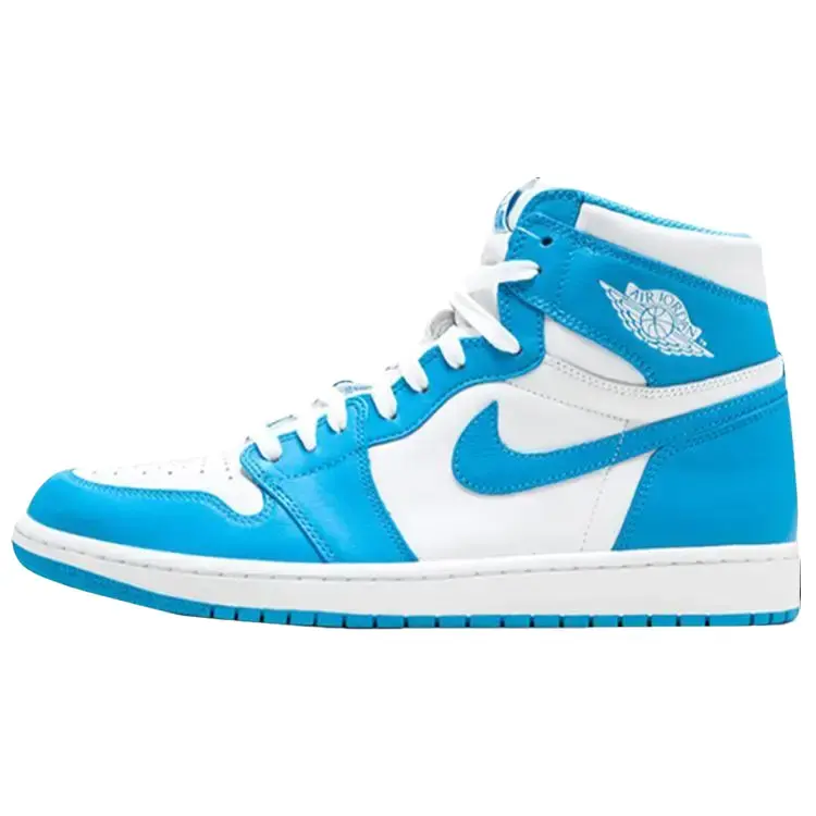 NIKE Men's Air Jordan 1 Retro High OG 'UNC' High Top Sneaker, University Blue with Cushioned Support for Everyday Casual Wear and Sneaker Collections, Full Shoe, Rubber Sole