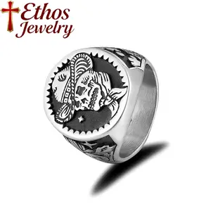 Ethos Classic skull ring, suitable for daily wear by both men and women, made of high-quality, wear-resistant and waterproof stainless steel, perfect for parties and daily use