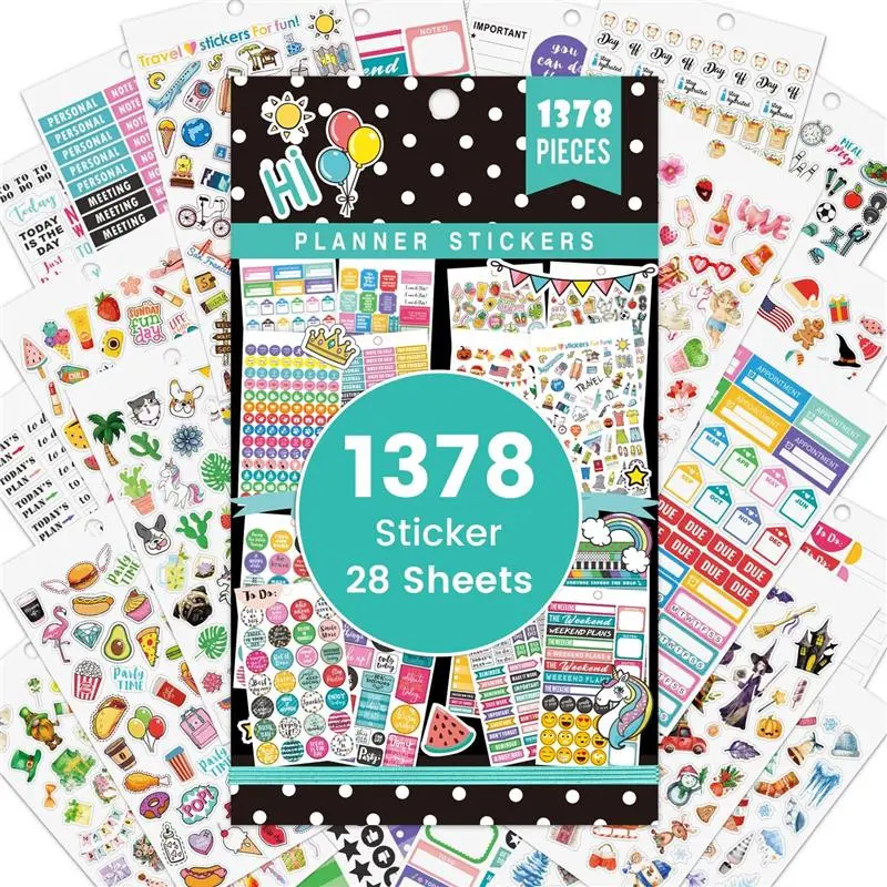 Planner Stickers - 28 Sheets, Journal Stickers for Monthly, Weekly and Daily, 1378 Stunning Planner Accessories for Journal and Calendars, Essential Planner Accessories by Tullofa - Green