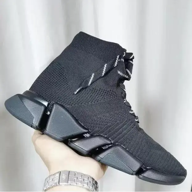 designer speed sock ankle boots soft knitting luxury casual Flat Shoes for Men and Women Classic breathable Bottom knitting Socks sneakers painted writing slip-on and lace-up shoes v2.0