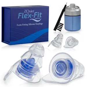 ZQuiet Flex-Fit Form Fitting Silicone Earplugs Hypoallergenic Reusable Sound Reducing Filters Easy Removal Comfortable Sleep Earplugs for Sleeping Working Traveling - Diving Swimming Goggles