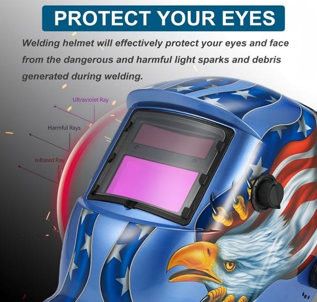 Solar Auto Darkening Welding Helmet Blue Eagle Design Novelty Party Gift Decorative Welder Mask for Festival Celebration & Gifting