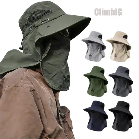 Detachable Fisherman Sun Hat | UV Protection UPF 50+ | SunSafeTok FishingTok OutdoorTok Breathable Wide Brim Bucket Hat with Face Neck Flap | for Fishing Hiking Camping Gardening Summer Outdoor Sports