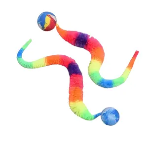 2pcs Interactive Cat Play Toy Set, Colorful Polyester Twisted Worm with Connecting Ball, Battery-Free Pet Play Stick for Cats