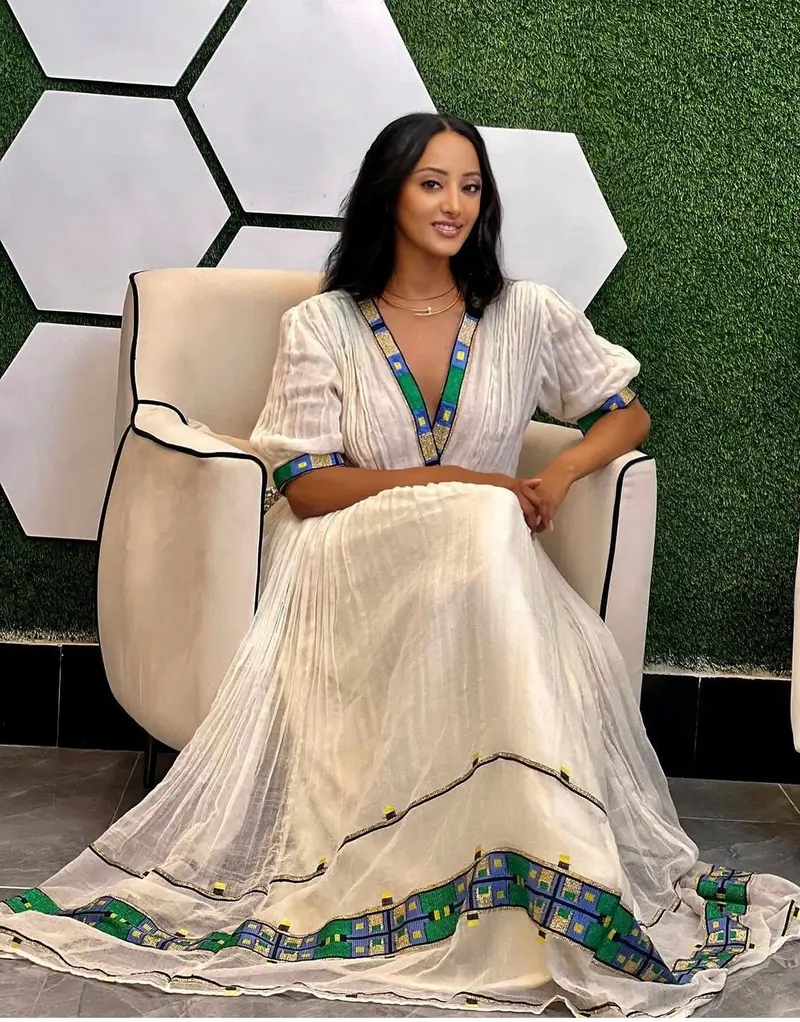 sachin and babi light blue dress Habesha New Fashion Traditional Dresses New Ethiopian Traditional Dress|Eritrean  Dress|Habesha Kemis| main image 1