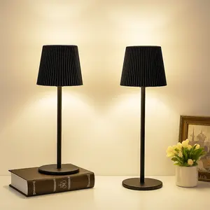 (2 Pack Black)Cordless Table Lamp LED Desk lamp,5000mAh Rechargeable Touch Night Light Wireless Minimalist Design for/Restaurant/Bedroom/Bars/Outdoor Party/Camping/Coffee Shop