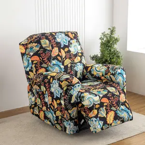 Lounger Sofa Cover Printed with Pockets Elastic Fit for Recliner Furniture Protection Soft Comfortable Breathable Fabric Easy Install Foldable Design Chair Loveseat Slipcover