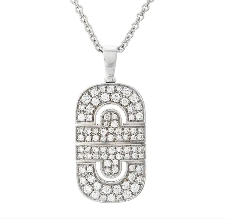 Pre-owned Bvlgari Parentesi Pendent Necklace white gold and dias paved
