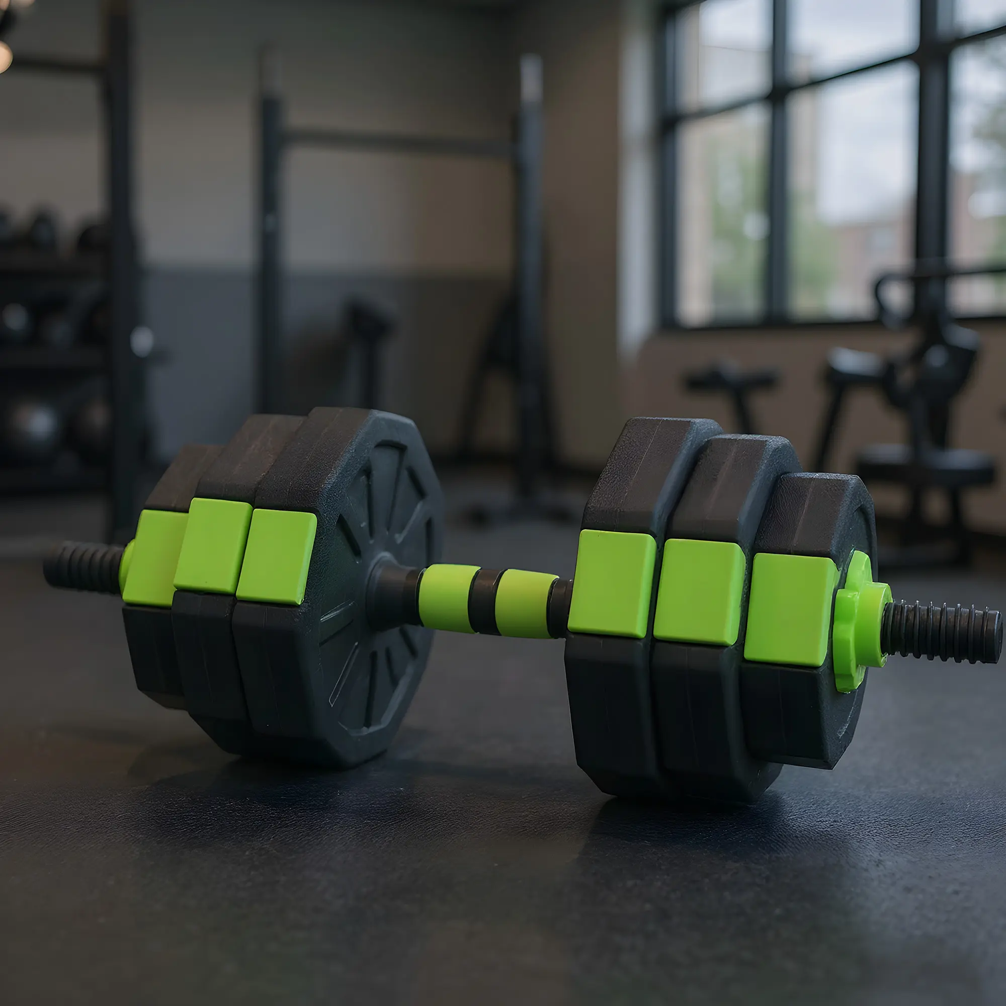 20kg/44lbs 4-in-1 Adjustable Dumbbells Multi-Use Set - Dumbbell Attachment Weight Lifting, Fitness Support, Muscle Strengthening, Abs+Pe Shell, Barbell Connector, Kettlebell, Push-Up Handles, Non-Slip Grip for Men's Home Gym Strength Training (Green)