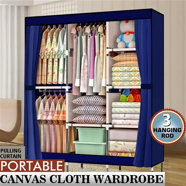 Heavy Duty 71" Portable Closet Organizer - Steel Frame, Dustproof, 8 Shelves & Hanging Rod, Space Saving Wardrobe for Bedroom/Small Room
