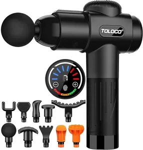 TOLOCO Massage Gun, 10 Replacement Heads, 7 Speed Levels, Smart Touch Screen, Portable Handheld Deep Muscle Tissue Massager for Neck & Full Body Relaxing