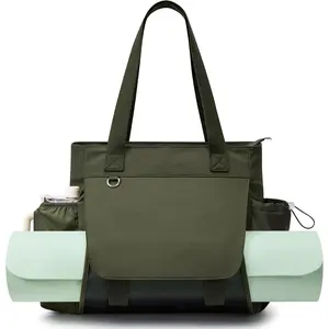 Gym Tote Bag Thick Yoga Mat Bag with Breathable Mesh Holder Carryall Waterproof Wet Pocket for Pilates Travel Beach Workout Women