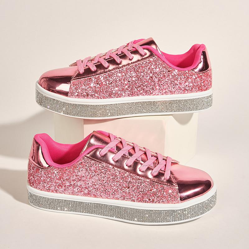 Women's Glitter Tennis Sneakers Neon Dressy Sparkly Sneakers Rhinestone Bling Wedding Bridal Shoes Shiny Sequin Shoes