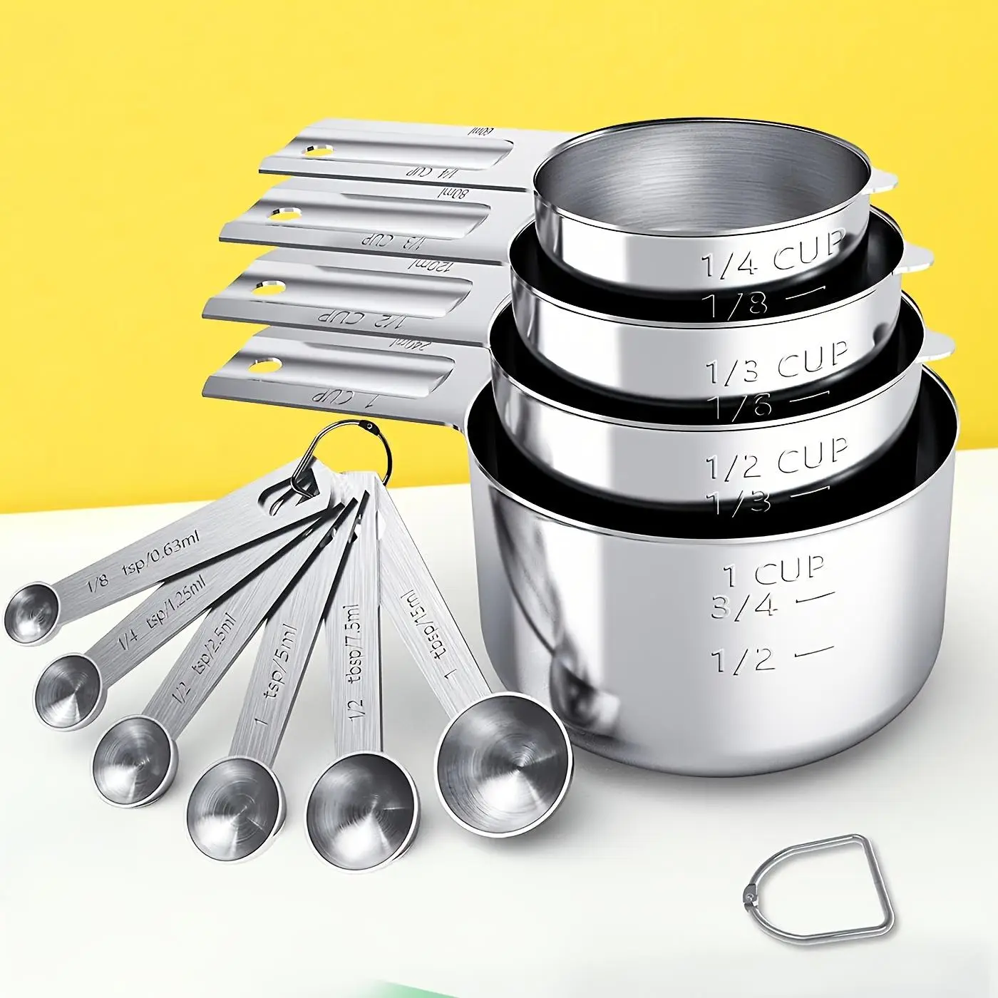 Stainless Steel Measuring Cup, 10pcs/set Scale Spoon Set, Measuring Cups & Spoons Set, Measuring Utensils For Kitchen Cooking Baking