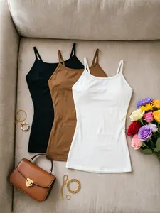 Three-Piece Summer Essential Thin Strap Tank Top, Solid Color Slim Fit Halter Top, Casual Daily Everyday Wear Minimalist Basic Tank, Elastic Sleeveless Halter for Various Occasions, Womenswear