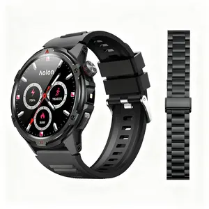 【AMOLED】 Aolon Tetra R4 46mm Smart Sports Watch With LED Lights Wireless Calling, Message Reminders,Sports Mode, Voice Assistant, Weather Push,Stopwatch, Timer, Stopwatch And Other Functions, CompatibleWith Android And iPhone Phones