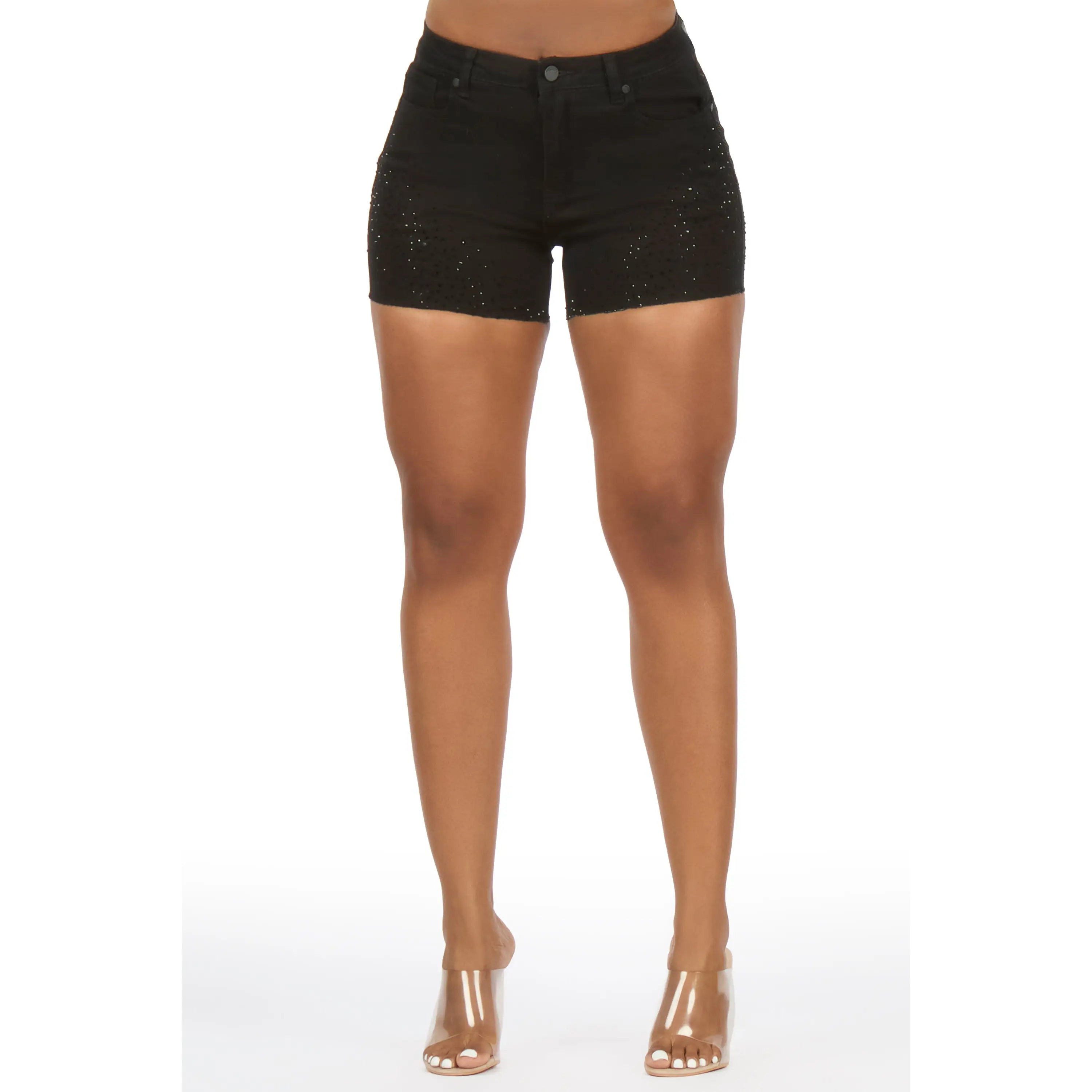 LaTeasa Black Rhinestone Booty Short