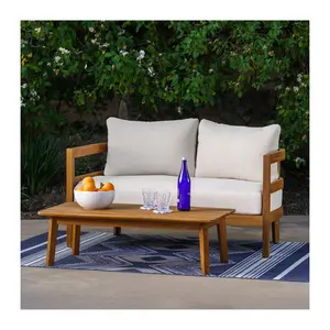 Linon Home Breton Outdoor Brown Loveseat and Table Linon Home Breton Outdoor Brown Loveseat and Table