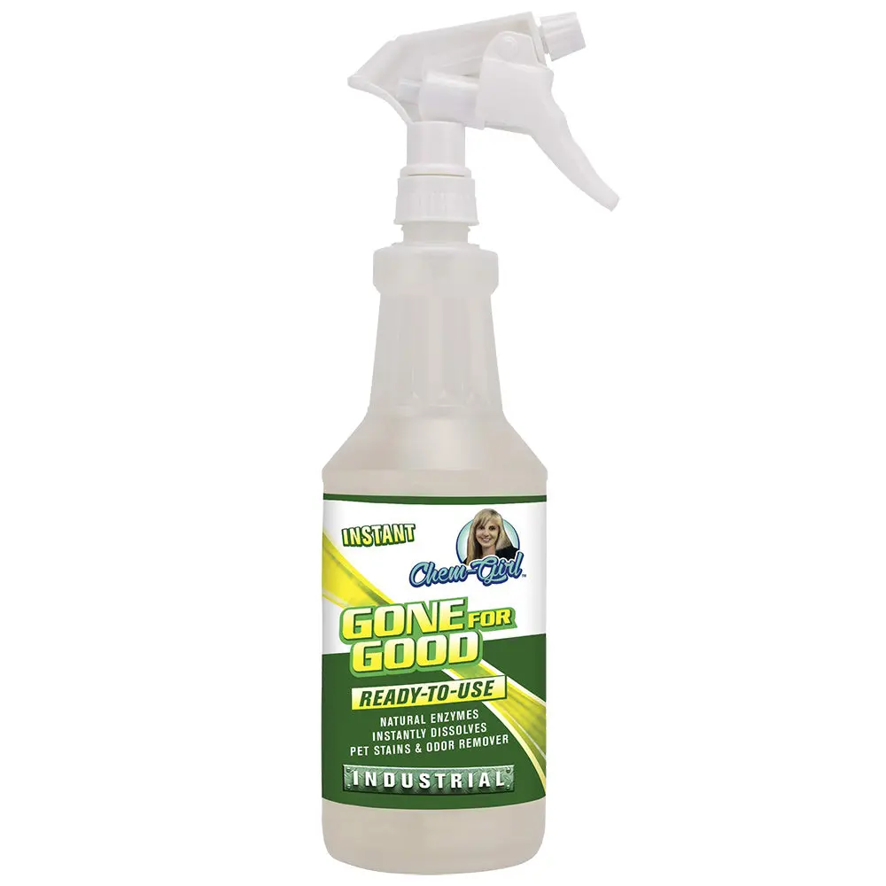 CHEM-GIRL Gone For Good Cruelty-Free Natural Enzymatic Stain Remover Spray - Industrial Strength Household Cleaner, Neutralizes Odors, Cleans Urine for US Pet Training Areas, All Seasons Use, None Animal Testing, Baseboards, Mattresses, Chlorine-Free, Bio