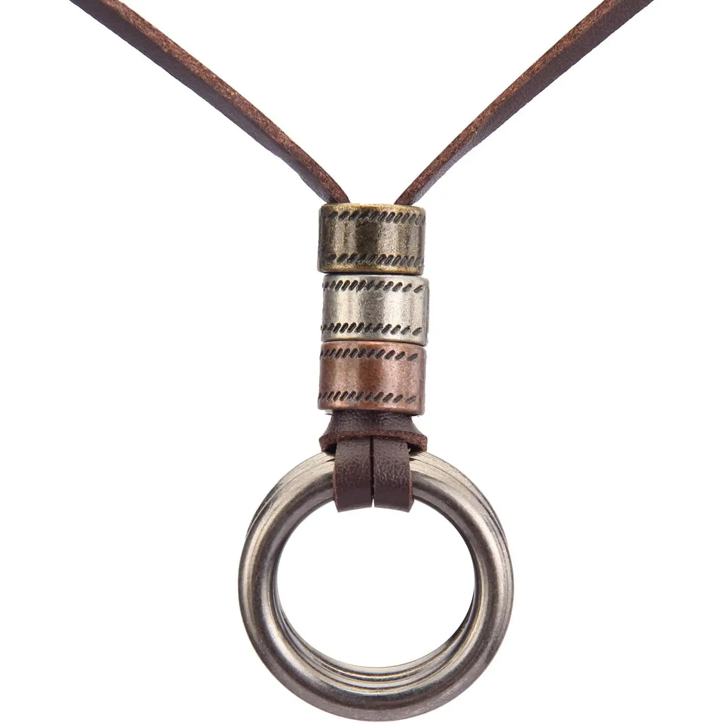 Leather Necklace for Women Long Boho Necklace Bohemian Choker Vintage Necklace Braided Boho Jewelry with Adjustable Brown Leather Cord