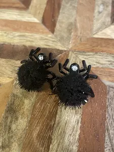 Hypoallergenic Spider And PomPom Earrings