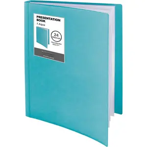 Presentation Binder 24-Pocket, Displays 48 Pages, 8.5x11 Portfolio Binder with Plastic Sleeves, Storage and Organizer for Documents, , Projects, Photos (Aqua)