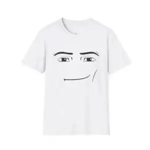 Roblox Minimalist Face Graphic T-Shirt Sarcastic Expression Unisex Crewneck Short Sleeve Casual Streetwear White Top for Men Women