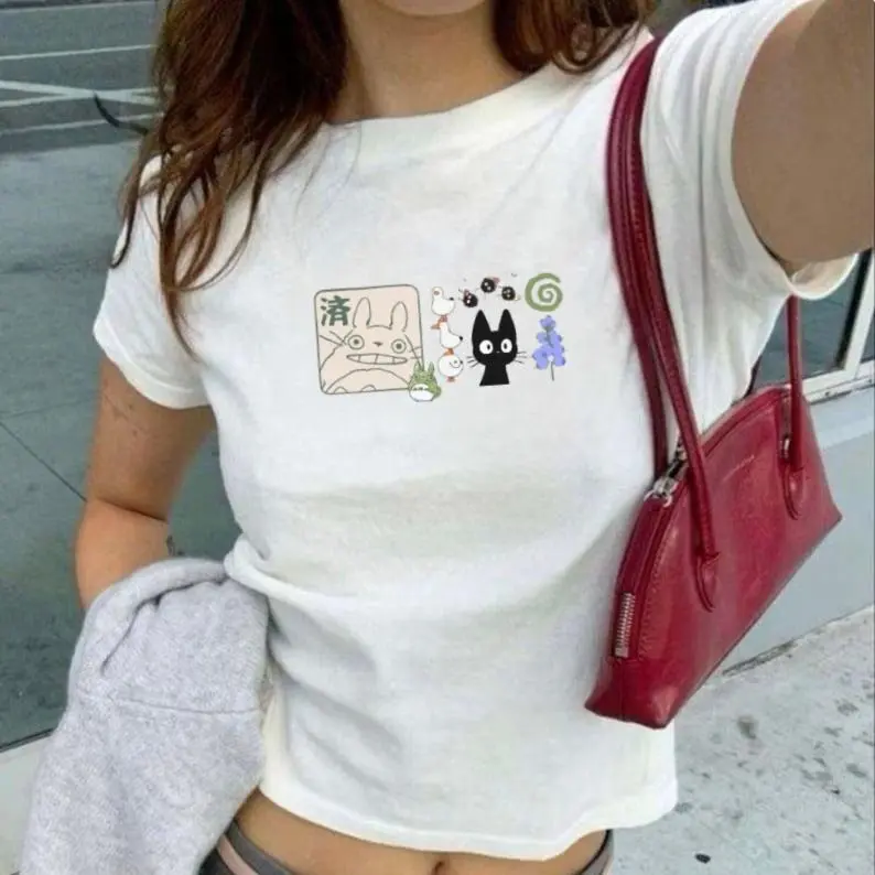 Studio Ghibli Baby Tee, Studio Ghibli Shirt, Ghibli Baby Tee, Trendy Y2K Baby Tee, 90s Style, Women's Clothing