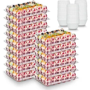Hlukana (24 Pack x 15 Sets) Mini Cupcake Containers with 375 Pack Cupcakes Liners, Plastic Cupcake Holder, Stackable Mini Cupcake Boxes Carrier, Clear Disposable Cupcake Trays, High Dome - MINI SIZE